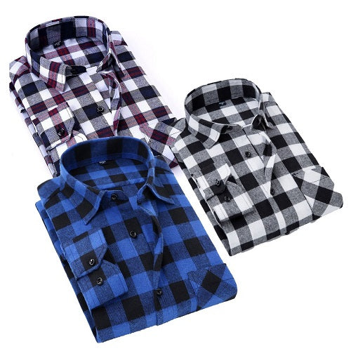 Check Slim Shirts-Pack of 3